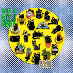 Cute Cat Enamel Pins Gift Set Black Cat Enamel Pin Cat Person Gifts Cute Cat Pin Set Kawaii Backpack Pin Collar Enamel Pins Jeans Enamel Pin